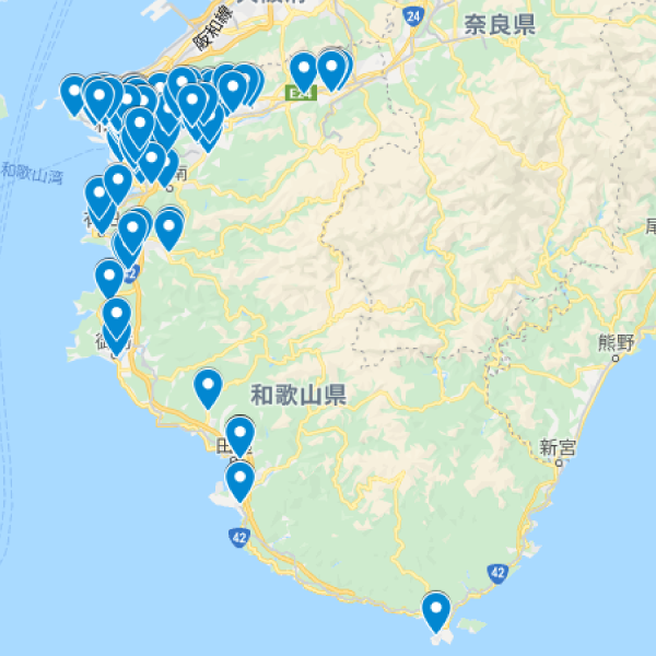 和歌山県の加入者マップ